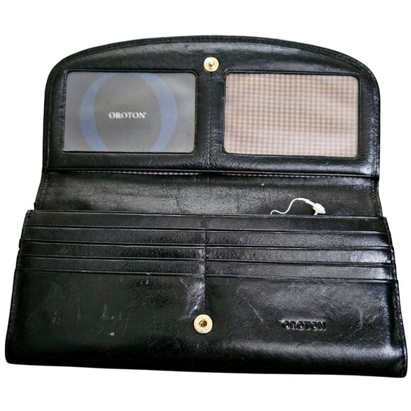 Oroton Black Leather Womens Wallet With Snap Closure & Multiple Compartments - Picture 3 of 9